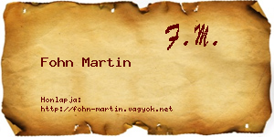 Fohn Martin névjegykártya