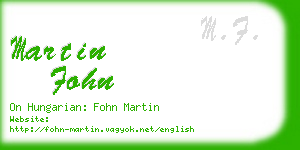 martin fohn business card